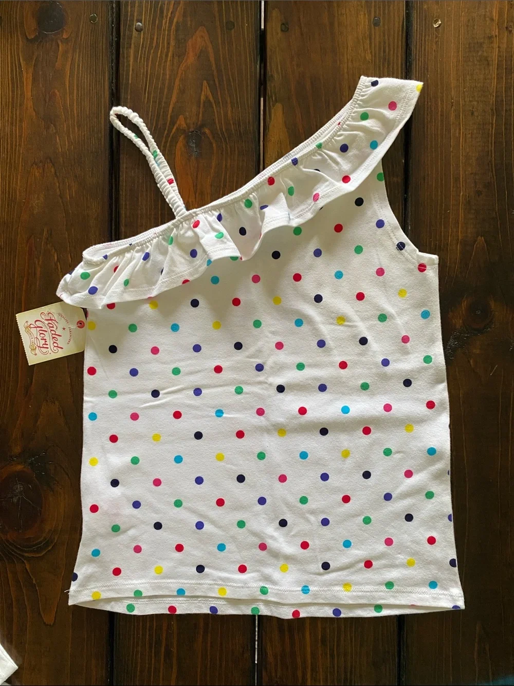 Girls White Peace Peplum Tee with Polka Dot Ruffle Tank & Turquoise Shorts New